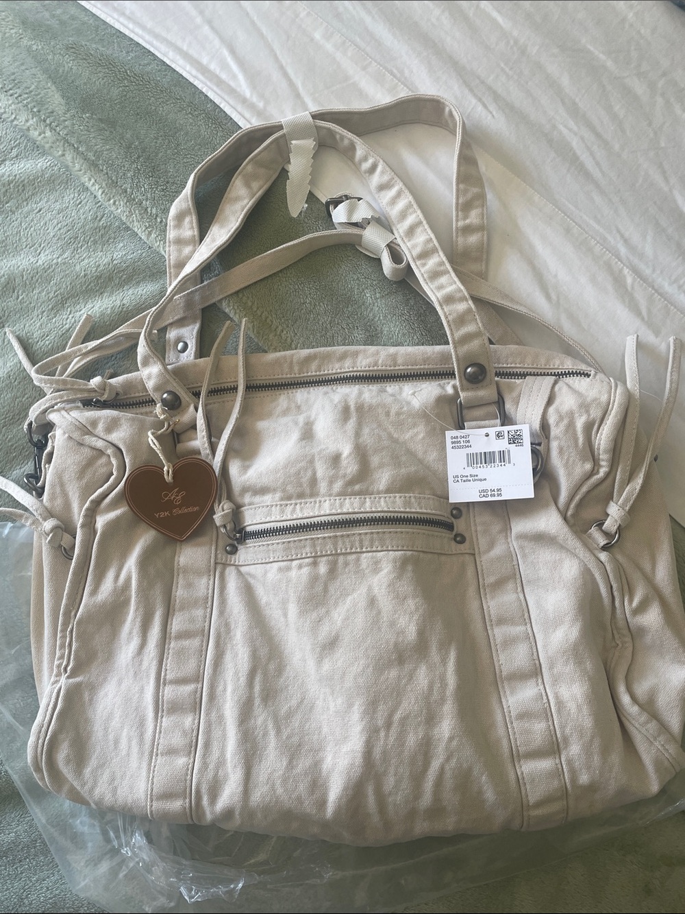 American Eagle Outfitters Y2K Collection Beige Canvas Tote Bag